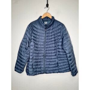 32 Degree Heat Mens Blue Down Puffer Zipper Jacket Size XXL Packable Travel